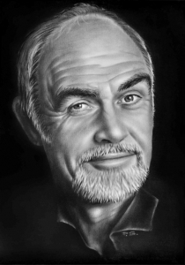Sean Connery Portrait gemalt Öl nach Foto Stefan Pabst
