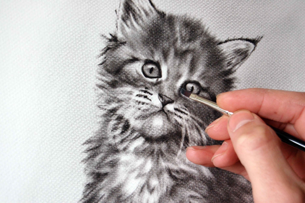Katze von Foto gemalt