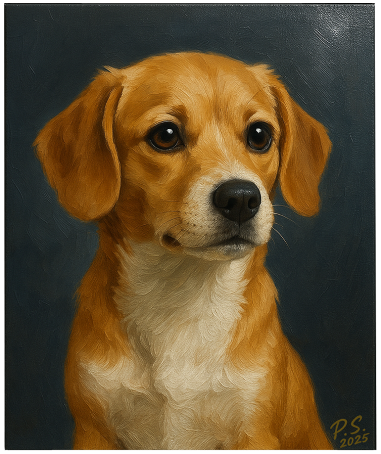 Handgemaltes Hundeportrait in Öl – Stefan Pabst