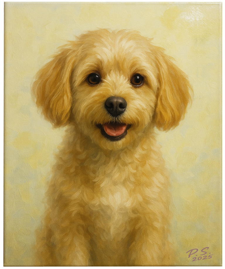 Hundeporträt in Öl