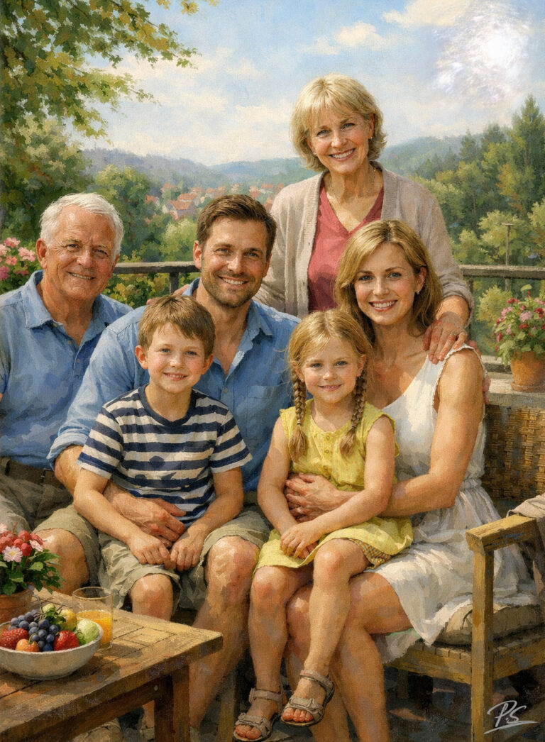 Familien Portrait bild malen nach Foto a