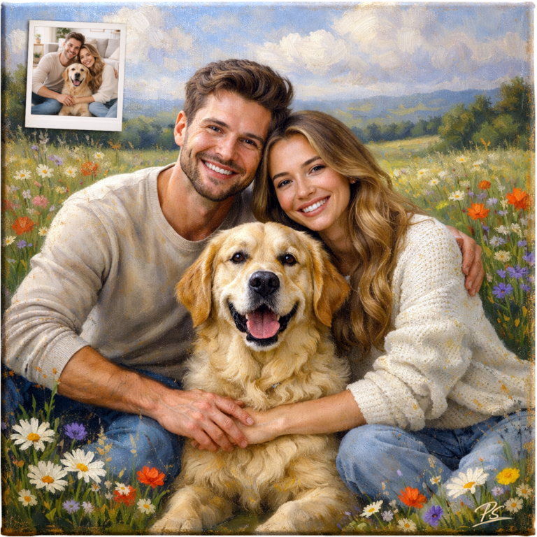 Paarportrait Portrait Familie mit Hund malen lassen Stefan Pabst