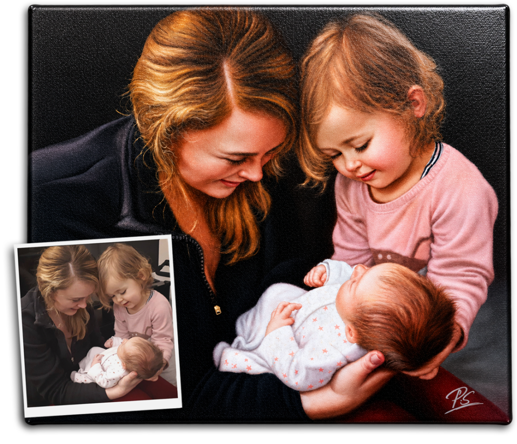 Portrait malen lassen Mutter mit Kind Bild